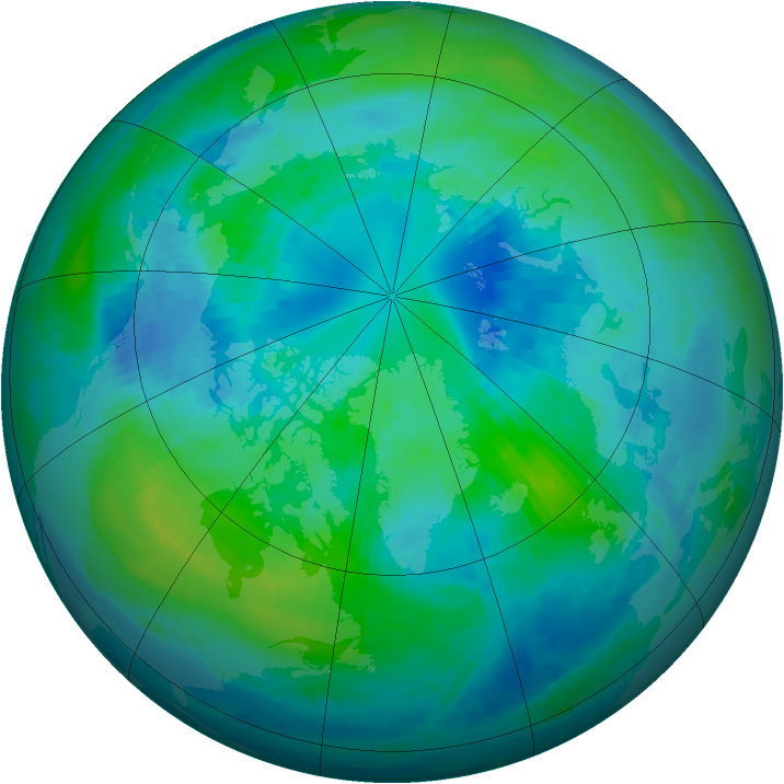 Arctic ozone map for 05 October 2000